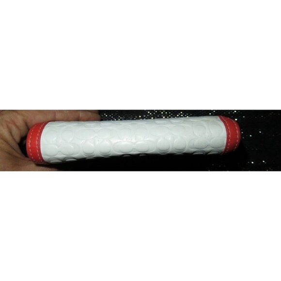 Coach 2004 Circa Embossed Logo White Patent Leather Bifold Wallet w/ Orange Trim - Picture 3 of 10